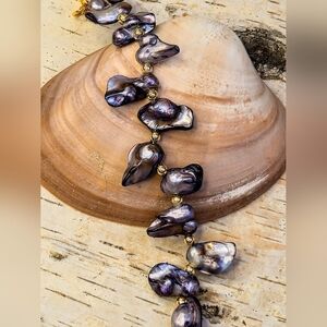 From A Mermaid Garden's Silver Purple Keishi Petals Vine Natural Keishi Pearls